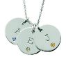 Picture of 3 Discs Initial Necklace with Birthstone