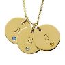 Picture of 3 Discs Initial Necklace with Birthstone