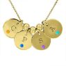 Picture of 4 Discs Initial Necklace with Birthstone