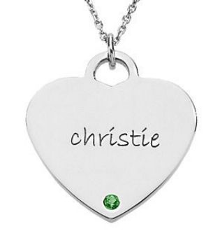 Picture of Heart Shaped Engravable Pendant with Stone