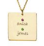 Picture of 2 Names Square Pendant with Stones