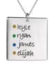 Picture of 4 Names Square Pendant with Stones