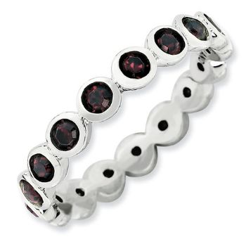 Picture of Silver Ring Round Swarovski Garnet stones