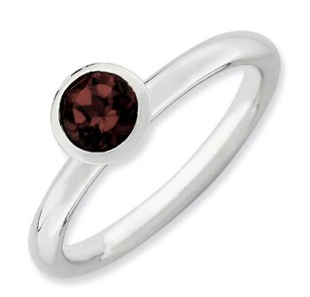 Picture of Silver Ring Round 5 mm Swarovski Garnet stone