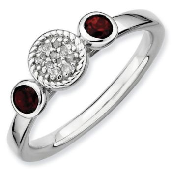 Picture of Silver Ring Garnet & Diamond stones