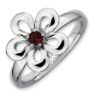 Picture of Silver Flower Ring Garnet stones