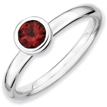 Picture of Silver Ring Low Set 5 mm Garnet stone