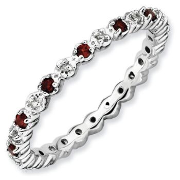 Picture of Silver Ring Garnet & Diamond stones