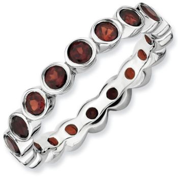 Picture of Silver Stackable Ring Garnet stones