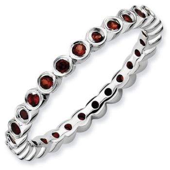 Picture of Silver Stackable Ring Garnet stones