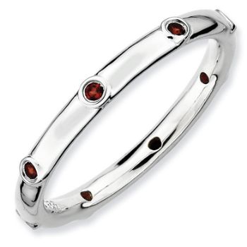 Picture of Silver Stackable Ring Garnet stones