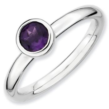 Picture of Silver Ring Low Set 5 mm Amethyst Stone