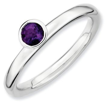 Picture of Silver Ring High Set 4 mm Amethyst Stone