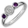 Picture of Sterling Silver Ring Amethyst & Diamond Stones