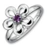 Picture of Silver Flower Ring Amethyst Stone