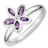 Picture of Silver Flower Ring Amethyst Stones