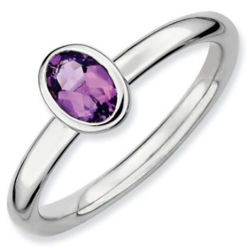 Picture of Silver Ring Oval Amethyst Stone