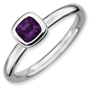 Picture of Silver Ring Cushion Cut Amethyst Stone