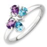 Picture of Silver Butterfly Ring Pear Shape Blue Topaz & Amethyst