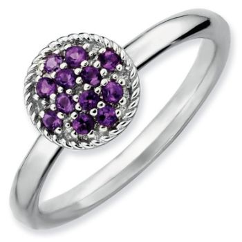Picture of Silver Ring Round Genuine Amethyst stones