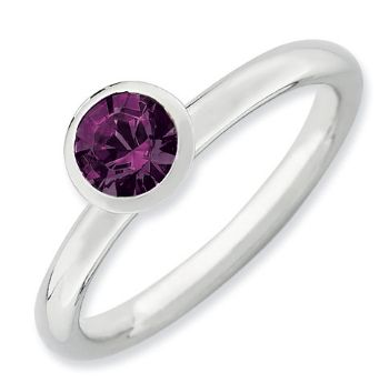 Picture of Silver Ring 5 mm Round Swarovski Amethyst stone