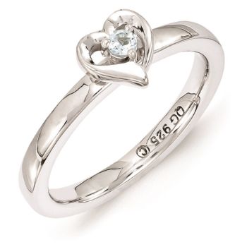 Picture of Silver Heart Ring Aquamarine Birthstone