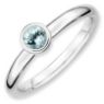 Picture of Silver Ring 4 mm Low Set Round Aquamarine stone