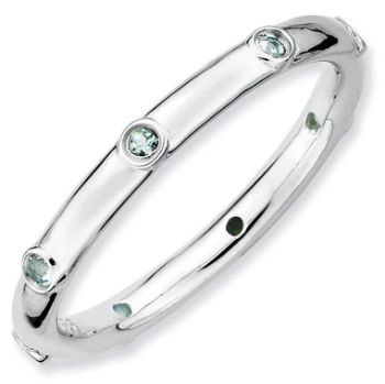 Picture of Silver Stackable Ring Aquamarine stones