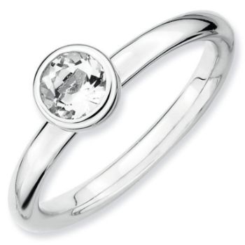 Picture of Silver Ring 5 mm Low Set White Topaz stone