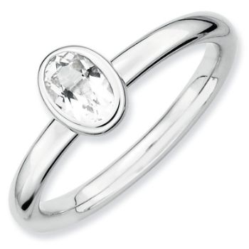 Picture of Silver Ring Oval Shaped White Topaz stone