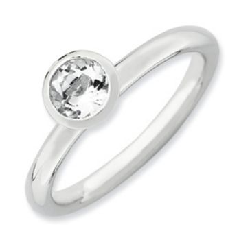 Picture of Silver Ring Round Swarovski White Topaz stone