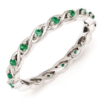 Picture of Sterling Silver Ring Created Emerald stones