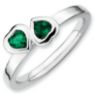 Picture of Silver Ring 2 Heart Created Emerald stones