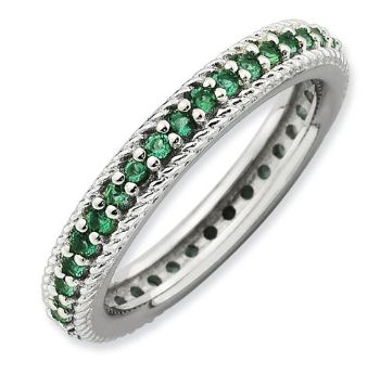 Picture of Silver Ring Created Emerald stones