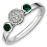 Picture of Silver Ring Created Emerald & Diamond accent stones