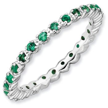 Picture of Silver Ring Created Emerald stones