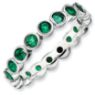 Picture of Silver Stackable Ring Created Emerald stones