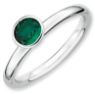 Picture of Silver Ring 5 mm High Set Created Emerald stone