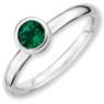 Picture of Silver Ring 5 mm Low Set Created Emerald stone