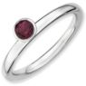 Picture of Silver Ring Round 4 mm High Set Rhodolite Garnet Stone