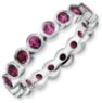 Picture of Silver Stackable Ring Round Rhodolite Garnet Stones