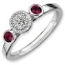 Picture of Silver Ring 2 Round Rhodolite Garnet & Diamond Accent Stones