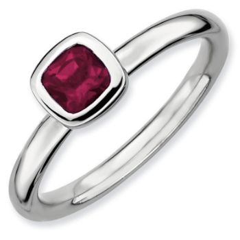 Picture of Silver Ring 1 Cushion-Cut Rhodolite Garnet Stone