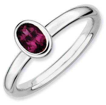 Picture of Silver Stackable Ring 1 Oval Rhodolite Garnet Stone