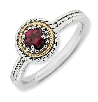 Picture of Silver Stackable Ring 1 Round Rhodolite Garnet