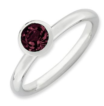 Picture of Silver Ring 1 Round Swarovski Rhodolite stone