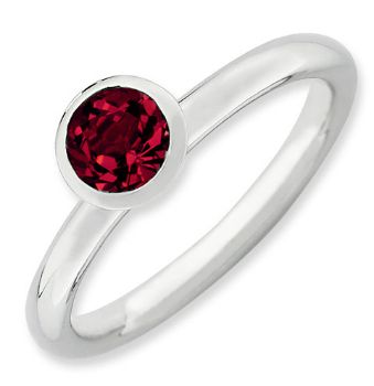 Picture of Silver Ring Round Swarovski Ruby Stone