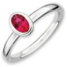 Picture of Silver Ring 1 Oval Created Ruby Stone