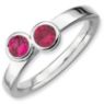 Picture of Silver Ring 2 Round Created Ruby Stones