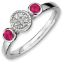 Picture of Silver Ring 2 Round Created Ruby & Diamond Stones